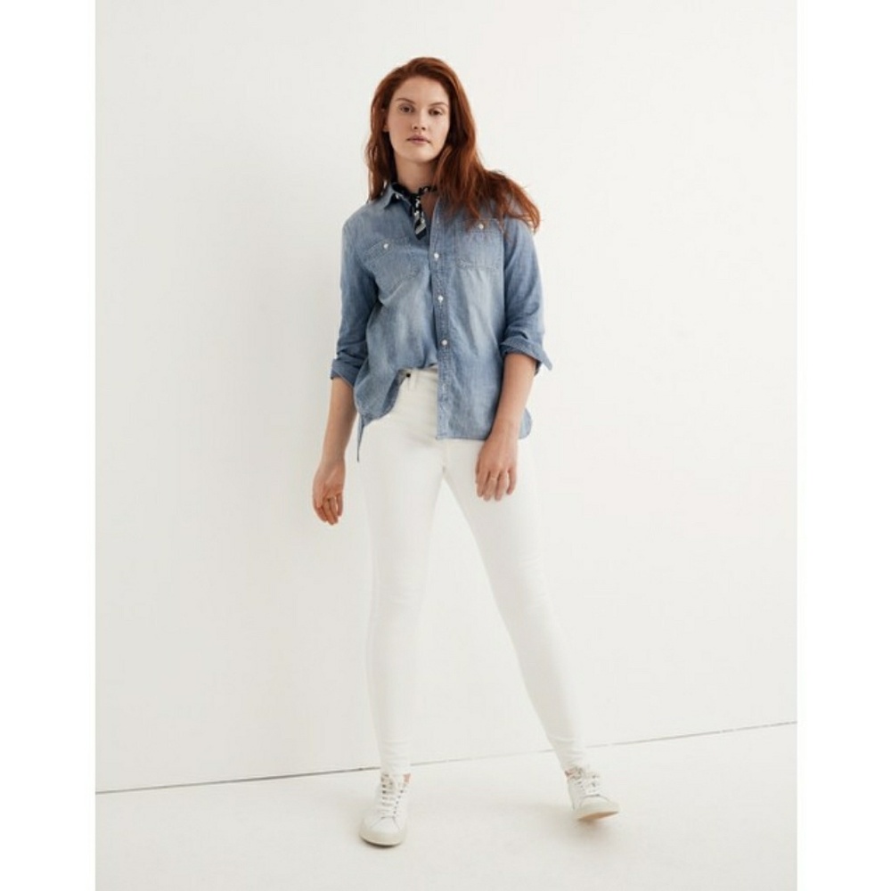 Madewell High Rise Skinny Jeans White Denim